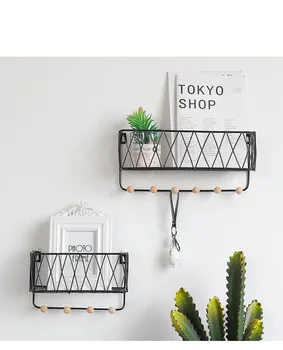 

1PC Wooden Iron Wall Shelf Mounted Storage Rack Organization For Bedroom Kitchen Home Decor Kid Room DIY Wall Hooks JL 248