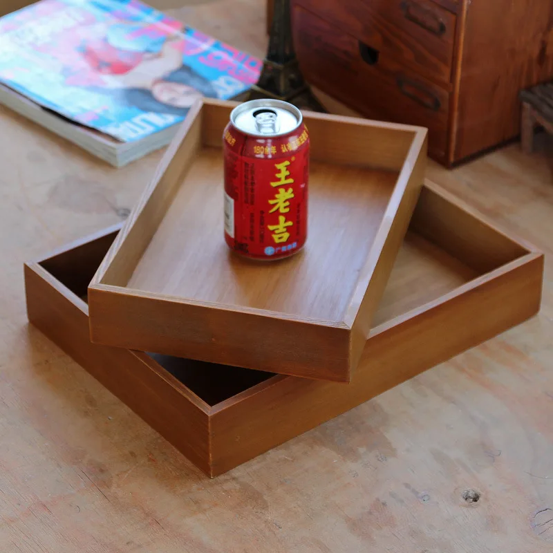 

1PC 3 Size Bamboo Square Tray Pallet Bread Plate Fruit Plate Snack Tray Cake Pan Fruit Tray JL 002