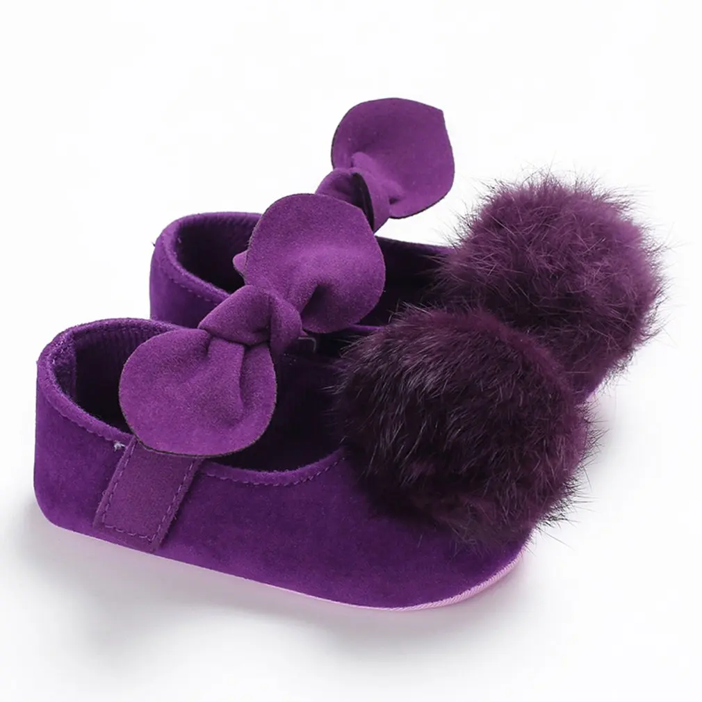 

Baby Girl Toddler The First Walker Shoes Bow Hair Ball Princess Shoes Lovely Newborn Baby Shoes B158