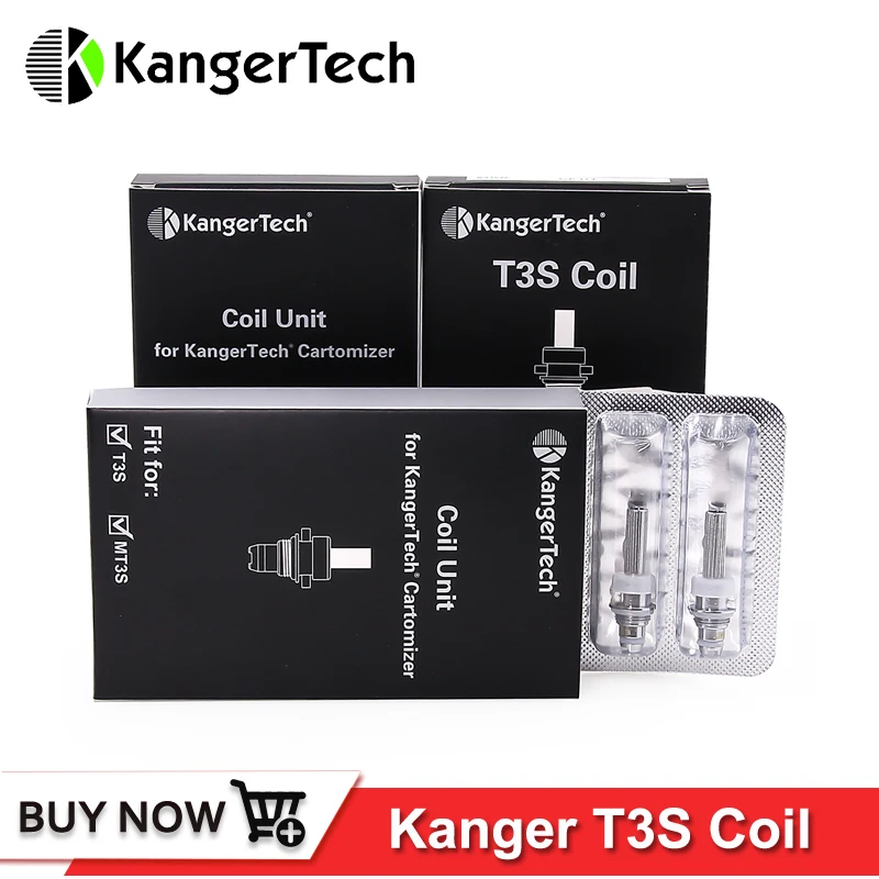 10 шт. оригинал kanger T3S MT3S замена катушки нагрев катушки головка с 1.8ohm 2.2ohm 2.5ohm для kanger MT3S T3S распылитель