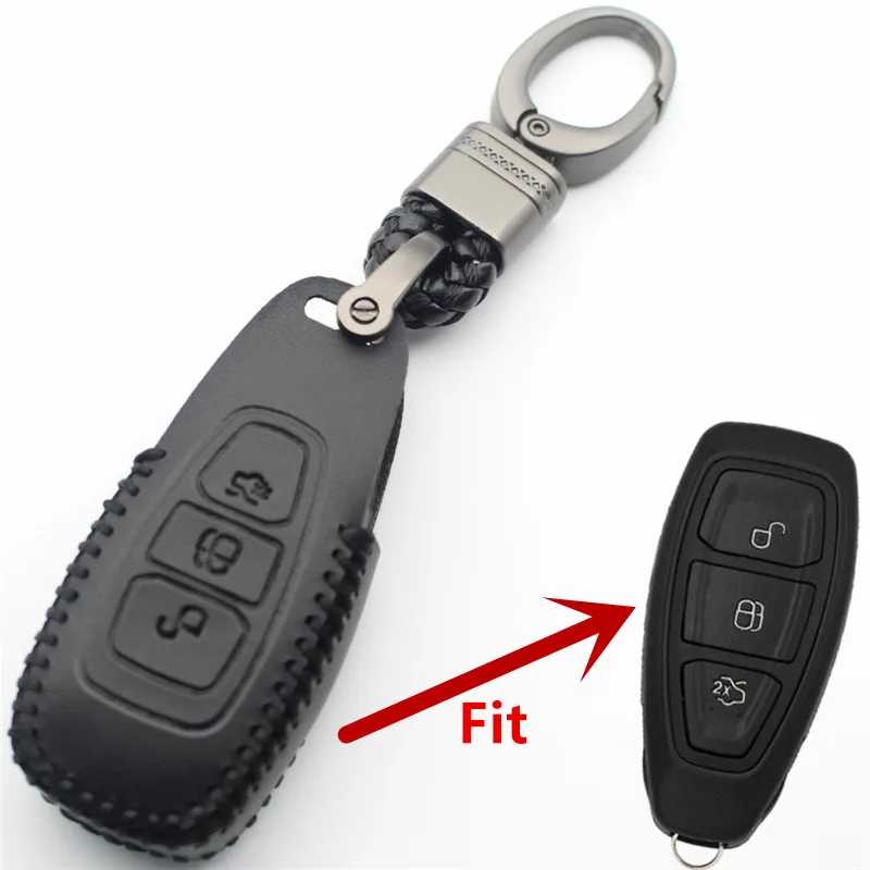 FLYBETTER чехол из натуральной кожи 3 Смарт-кнопка для Ford Focus/C-Max/Mondeo/Kuga/Fiesta/S-Max/Grand L482