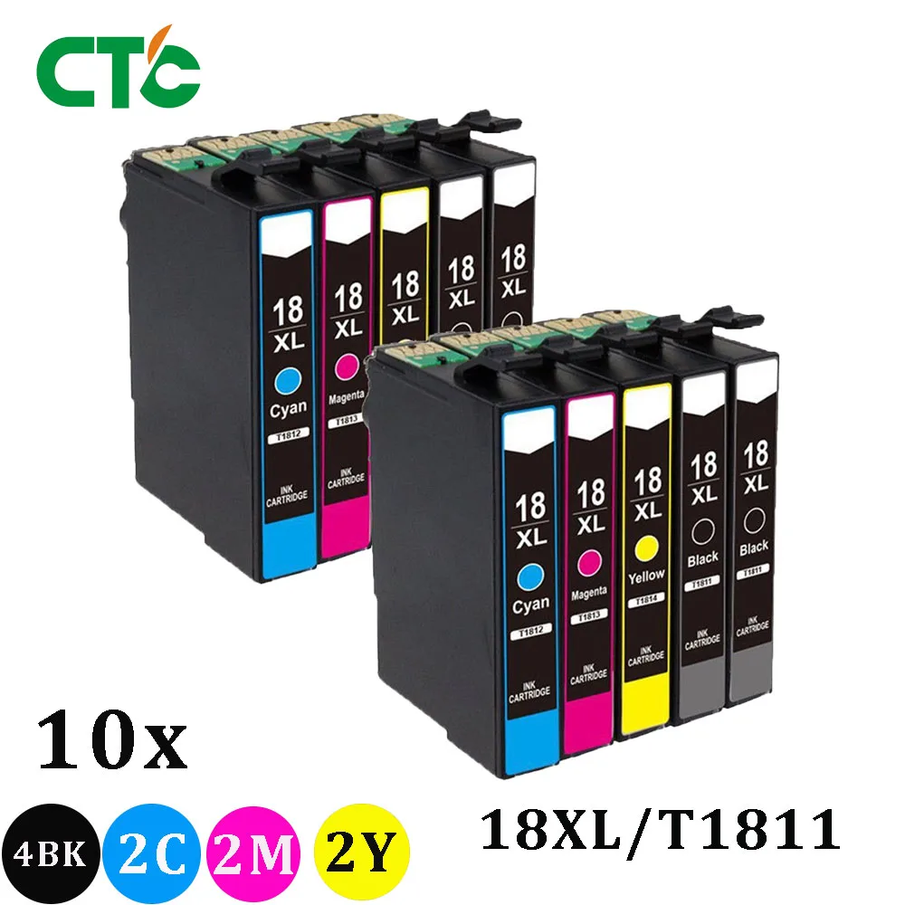 

10 pack 18XL T1811 T1816 Ink Cartridge Compatible for Epson XP205 XP305 XP322 XP315 XP212 XP402 XP30 XP225 XP325 XP422