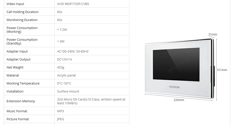 Homssecur 4 провода AHD телефон видео домофон системы с памятью мониторы BC041HD-B + BM718HD-W