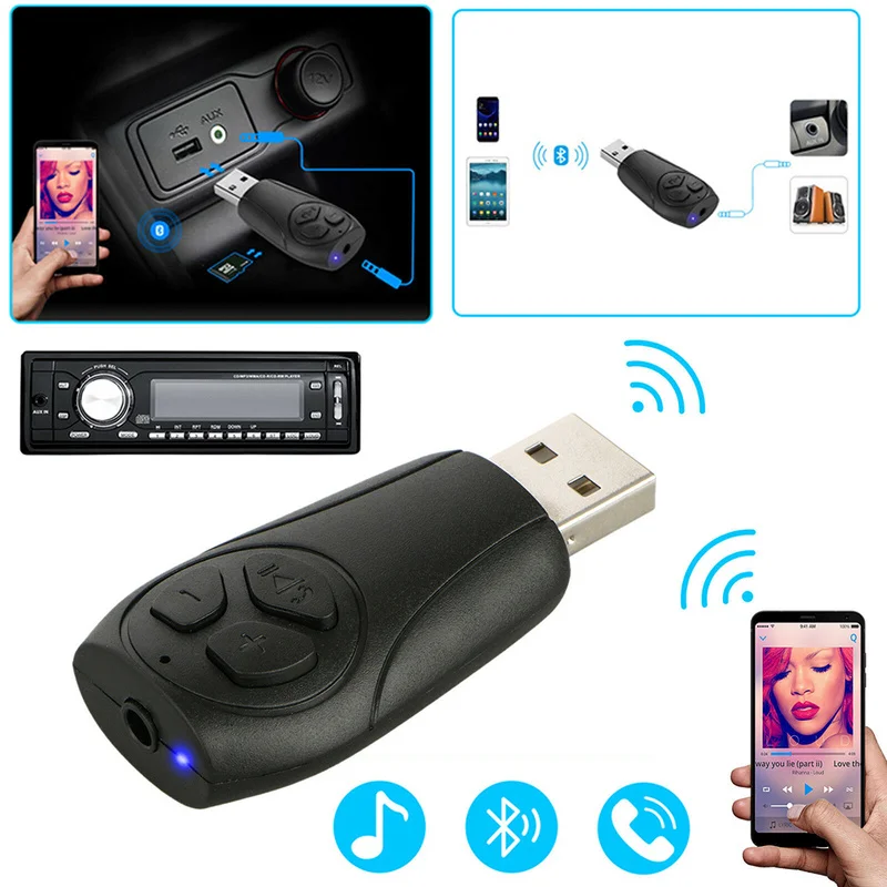 Купить Беспроводной Bluetooth USB приемник передатчик 3,5 мм Aux адаптер стерео аудио Автомобильная Колонка аудио адаптер Поддержка ПК TF карты