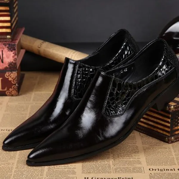 

Men Fashion Black Shoes Pointed Toe Formal Business Office Leather Shoes Party Casual Footwear
