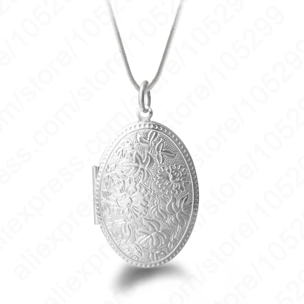 Silver Pendant Necklace Vintage Photo Locket for Women