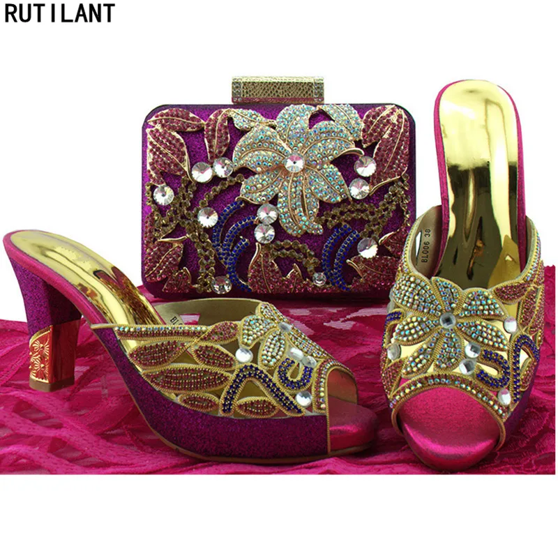 Dames Italiaanse Schoenen en Tas Set Versierd met Strass Nigeriaanse Vrouwen Bruiloft Schoenen en Tas Set Hoge Kwaliteit Afrikaanse Schoenen Dames Italiaanse Schoenen en Tas Set Versierd met Strass Nigeriaanse Vrouwen Bruiloft Schoenen en Tas Set Hoge Kwaliteit Afrikaanse Schoenen