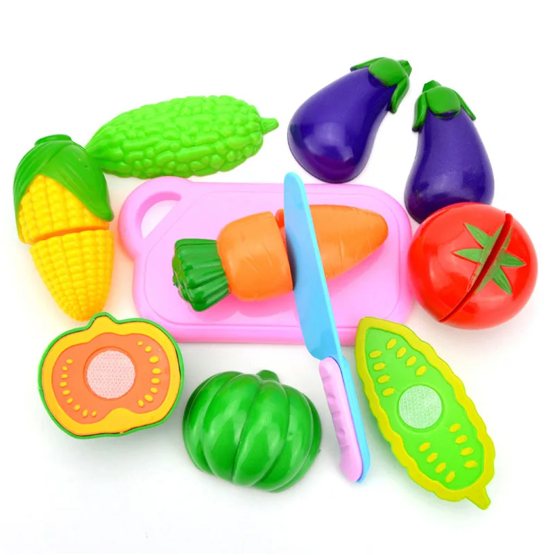 8pcs Cutting Plastic Fruits Vegetables Set Kitchen Toys for Children