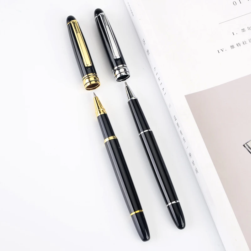 Luxury Brand Full Metal Ball Pen 0.5mm Medium Refill Gold& Silver Clip School Office Business Ballpoint Pens Writing Stationery