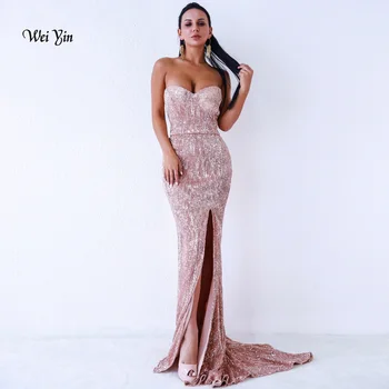 weiyin Sexy Side Split Cutout Sequined Mermaid Evening Dress Long Backless Black Rose Gold Women Formal Maxi Evening Party Dress
weiyin Sexy Side Split Cutout Sequined Mermaid Evening Dress Long Backless Black Rose Gold Women Formal Maxi Evening Party Dress