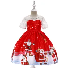 ARLONEET/рождественское платье принцессы для маленьких девочек; платье принцессы с принтом Санты для маленьких девочек; рождественские наряды; CS24