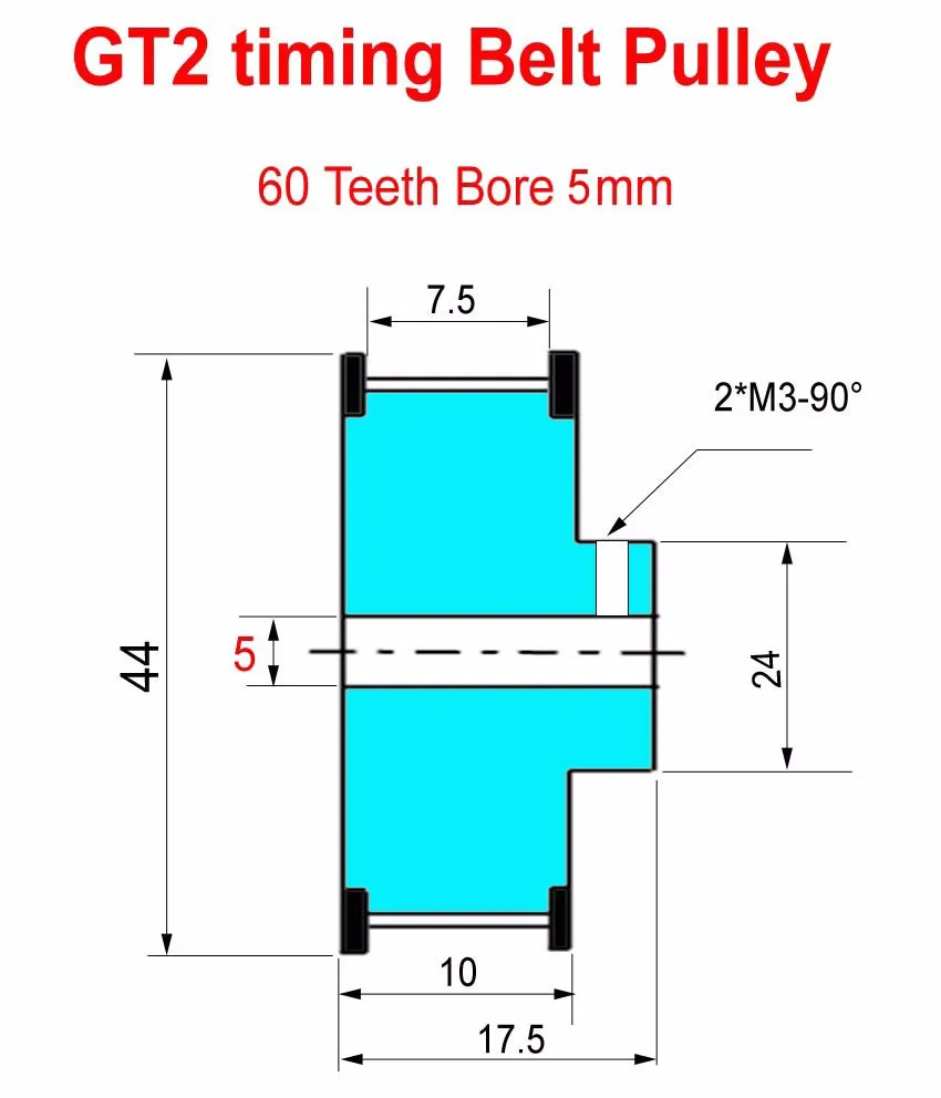 Gt2 Pulley Tooth Dimensions