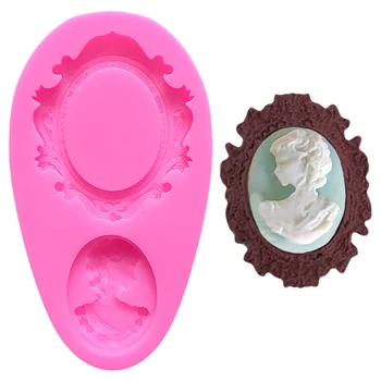 

Lady Head Photo Frame Shape Fondant Molds Bolo Stencils For Cakes Silicone Mold Fondant Baking Tools For Cakes Silicone Bakeware