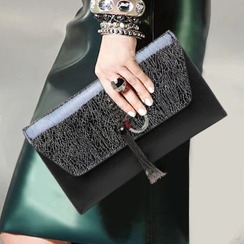 

2019 New Style Clutch Bag Genuine Leather Top Leather Cover Envelope Purse Women Clutches Bags Female Shoulder Messenger Pack