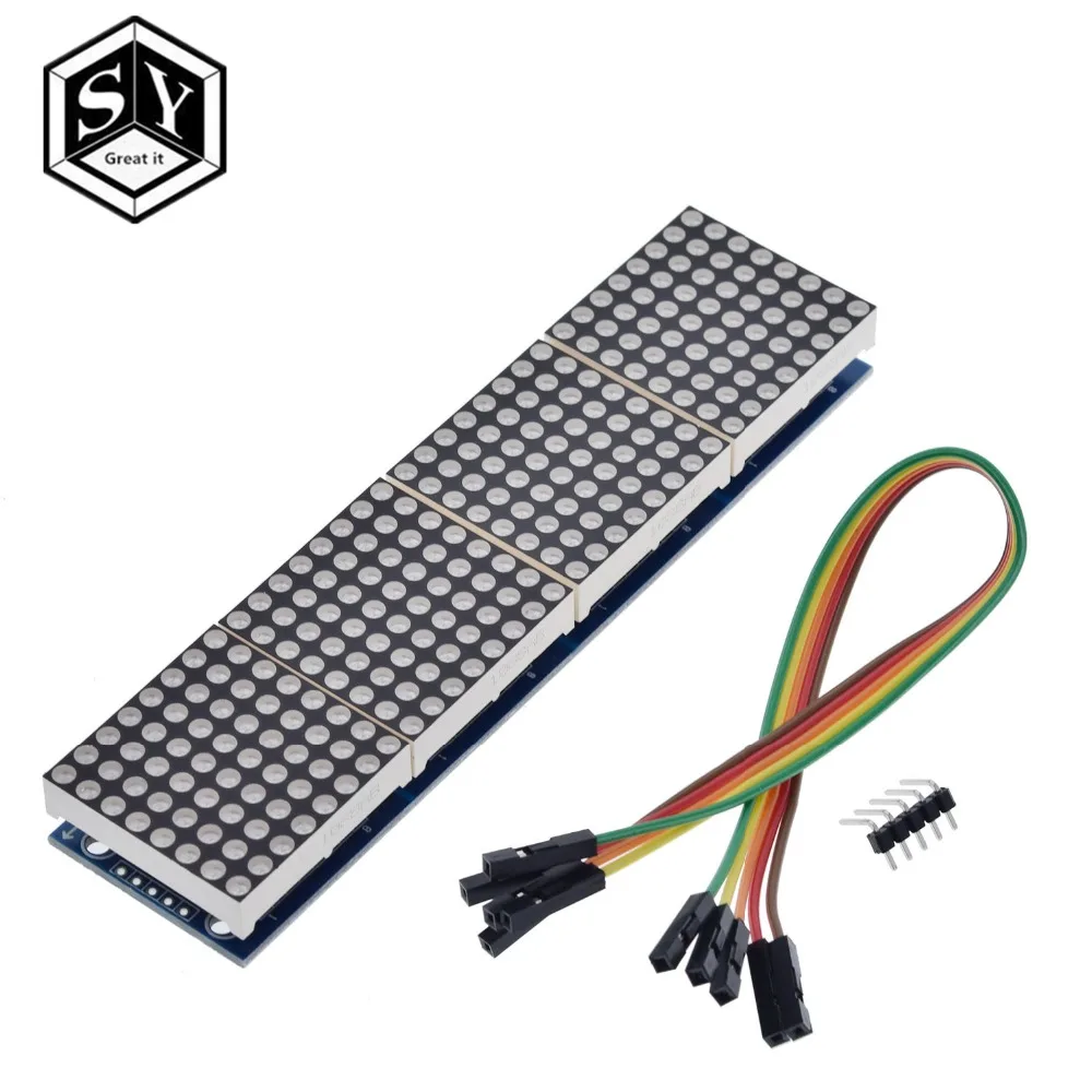Точечный матричный модуль Great IT MAX7219 для микроконтроллера Arduino 4 в 1 дисплей с