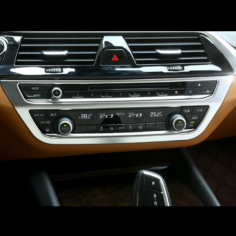 

Car Center Console Volume Air Conditioner Knob Frame Decoration Cover Trim For BMW 5 Series G30 G38 2018 Chrome ABS
