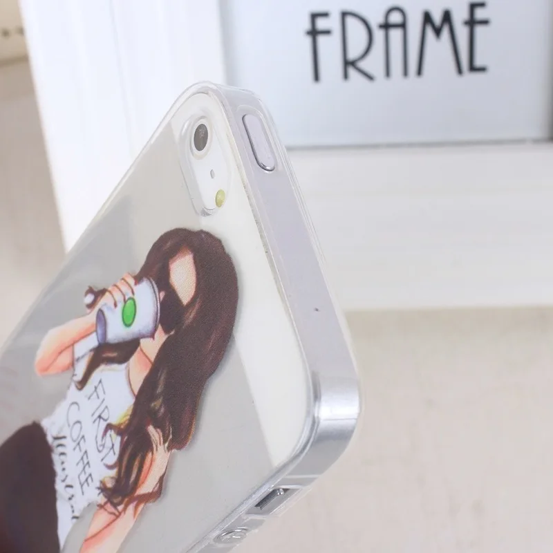 Case for iphone 5s Cover A Girl Transparent Soft Silicone Cases For iPhone 5 5S SE TPU Phone Case 14