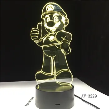 

Mario 3D LED Table Night light usb Table Lamp Color Change Lampen Child NightLight USB Flexible lampe Luminaria Lamparas AW-3229