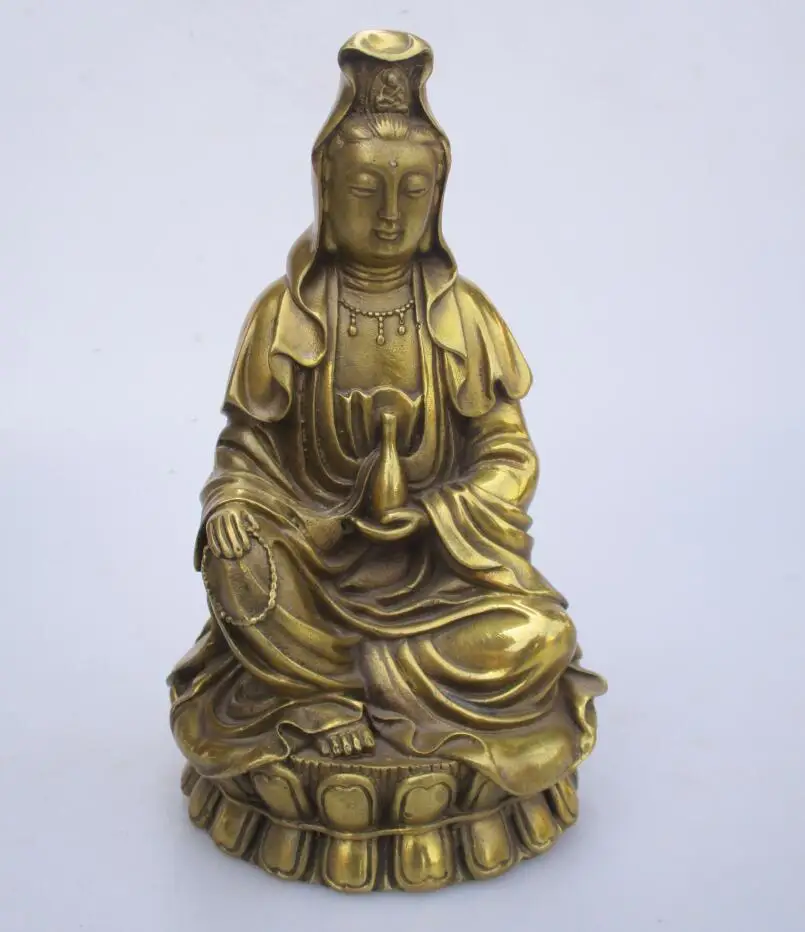 

High: 19CM!!! Art Collection Home Decorated Brass Carved Guanyin Statue/Home Feng Shui Sculpture