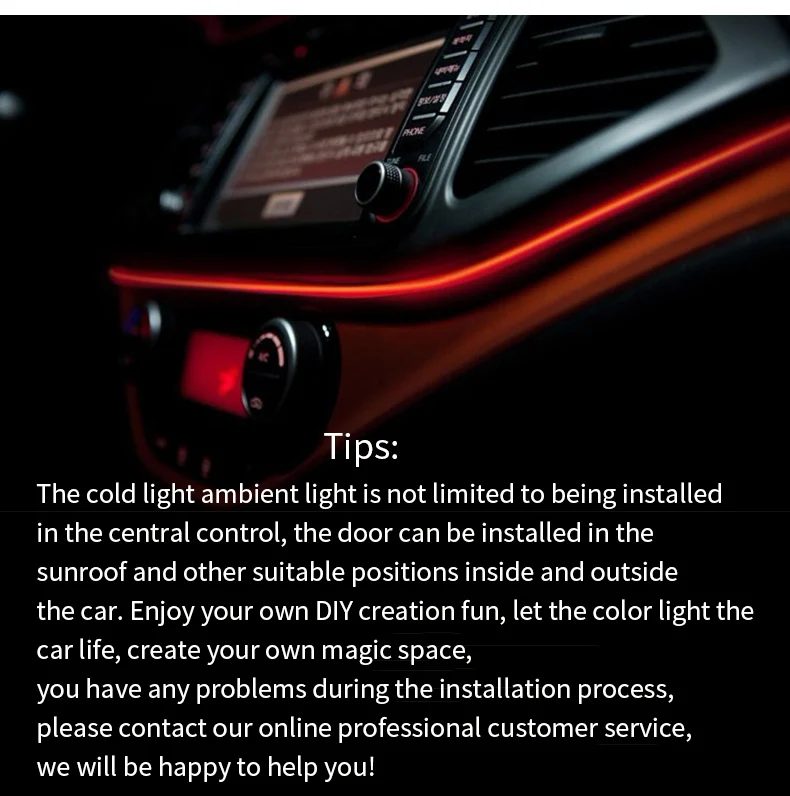 5m car interior accessories atmosphere lamp colorful cold light line with usb diy decorative dash board console door led light