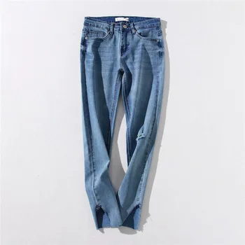 

Summer new European and American street trend high waist solid color jeans women, slim sexy stretch denim pants women