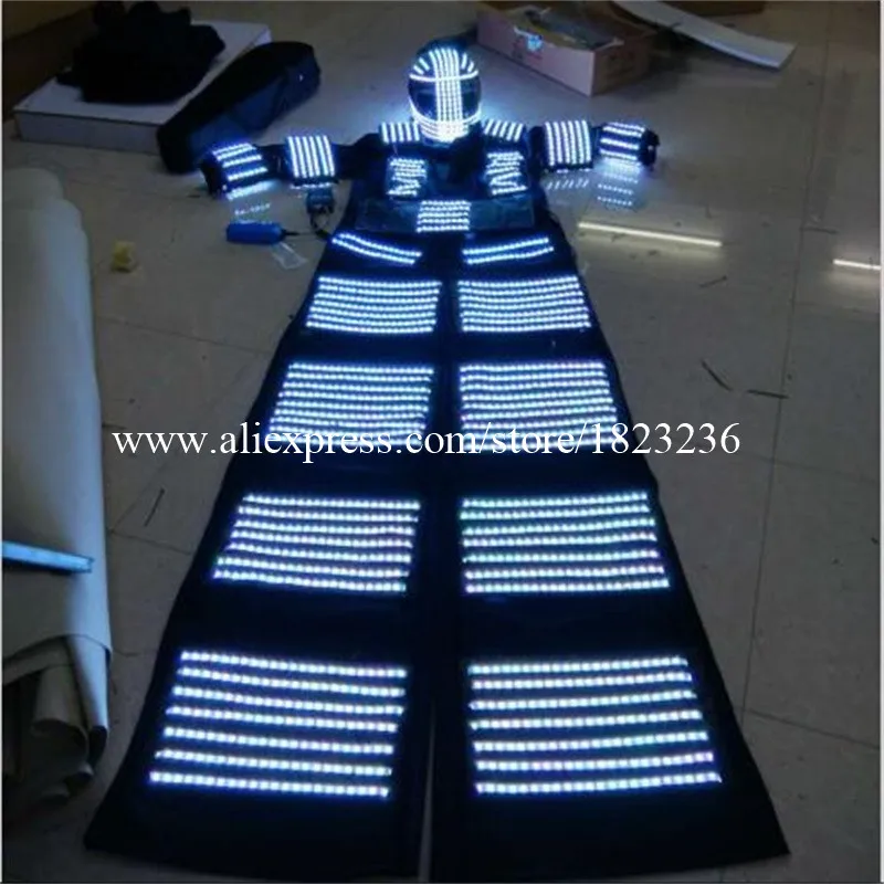 

Led Luminous Stilt Robot Suit With LED Helmet Illuminated LED Clothing Growing Light Performance Stage Kryoman Robot Costume