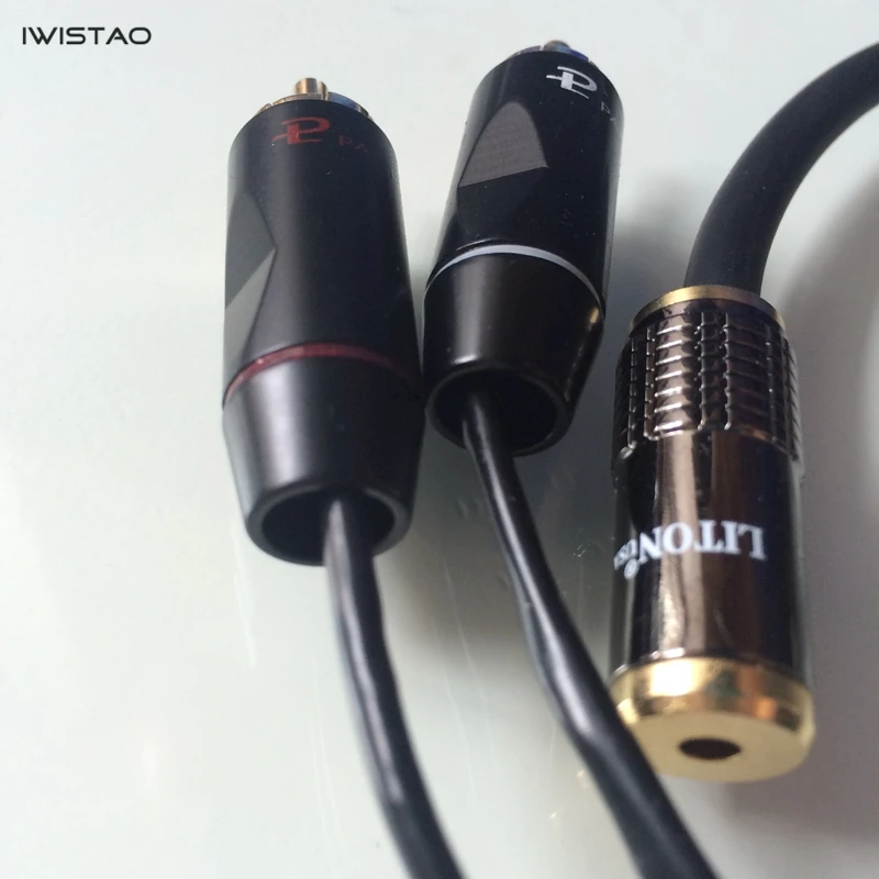 IWISTAO HIFI Cable RCA to 3 5mm Female Plug Audio Cable for DAC Preamplifier Output Connect Headphones 4N Oxyge Free Shipping