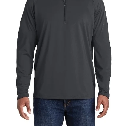 Sport-Tek ST850 Mens Sport-Wick Stretch 1 by 2 Zip Pullover Charcoal Grey - Large (1)
