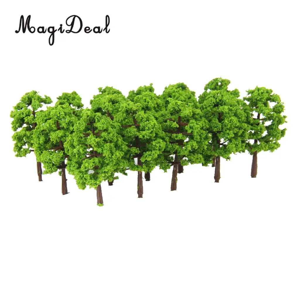 20Pcs/Lot Plastic 1/150 Scale Model Trees Train Railroad Scenery for Model Building Garden Park Layout Light Green