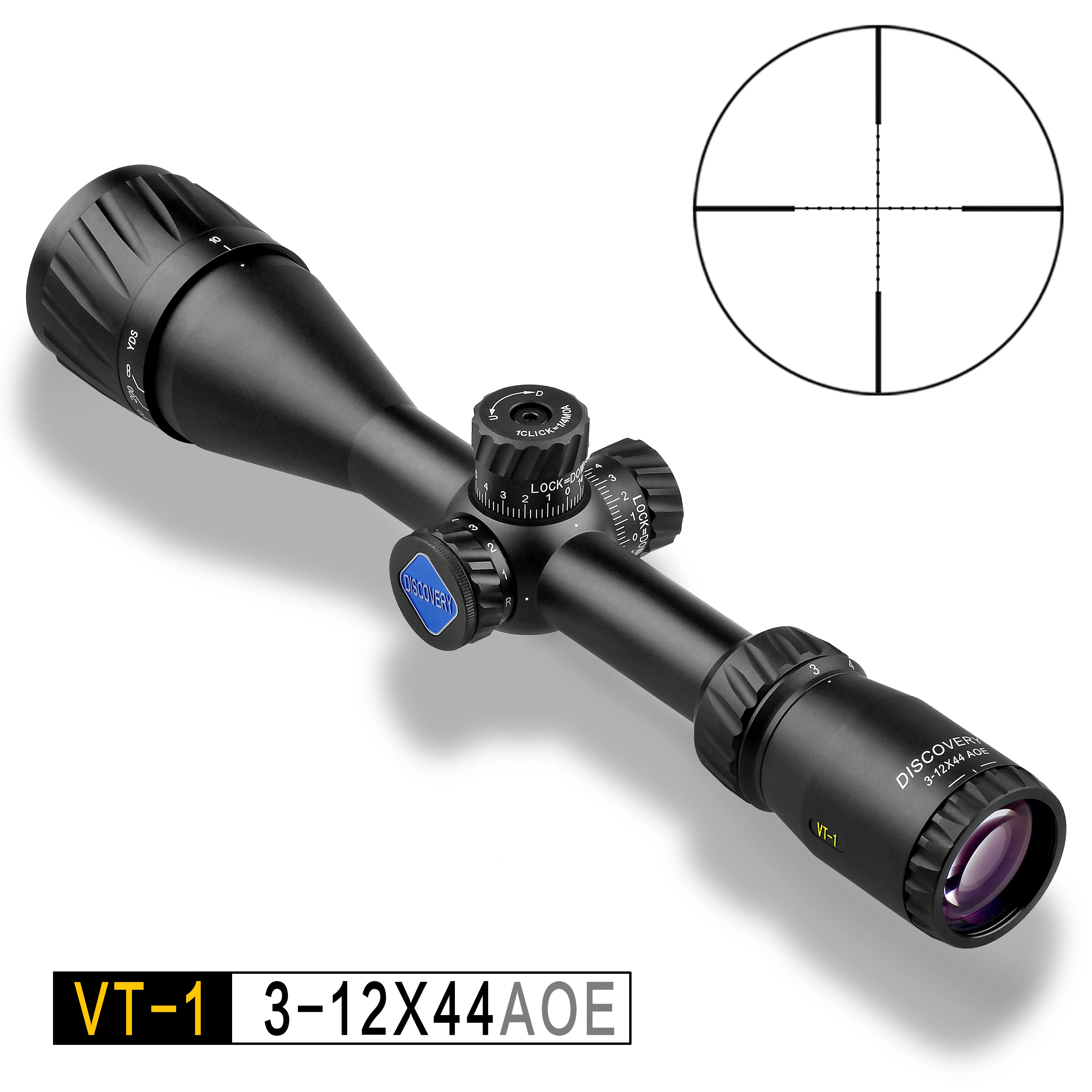 

DISCOVERY Hunting Riflescope VT-1 3-12X44 AOE with Red & Green Illuminated Mil Dot Reticle Rifle Scope With Extended Sunshade