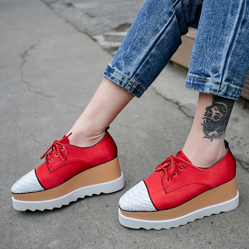 

Women flats spring single oxford shoes 2019 genuine leather flat platform fashion shoes for woman brogues slipon shoes