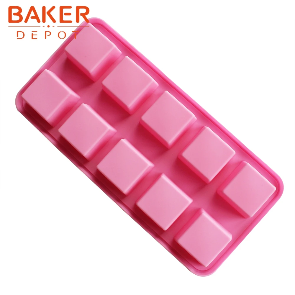 Силиконовая форма для шоколада мыла льда 10 отверстий|chocolate mold|square moldsilicone bakeware |