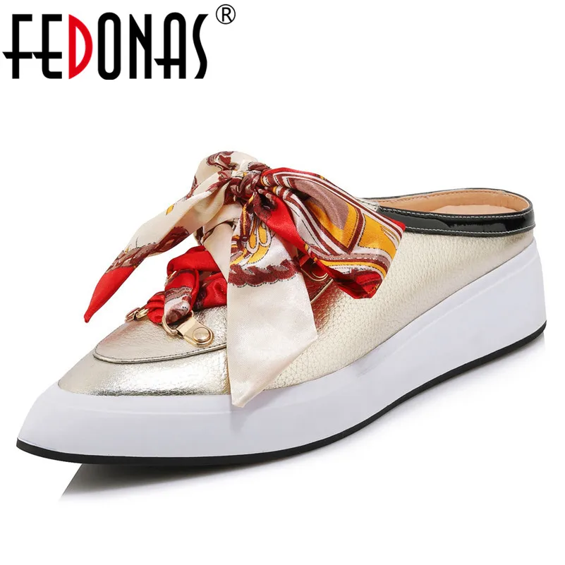 

FEDONAS New Fashion Concise Women Flats Genuine Leather Comfortable Breathable Casual Shoes High Heels Party Basic Shoes Woman