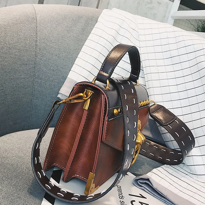 Vintage Bag Lion Head Lock Handbag For Women