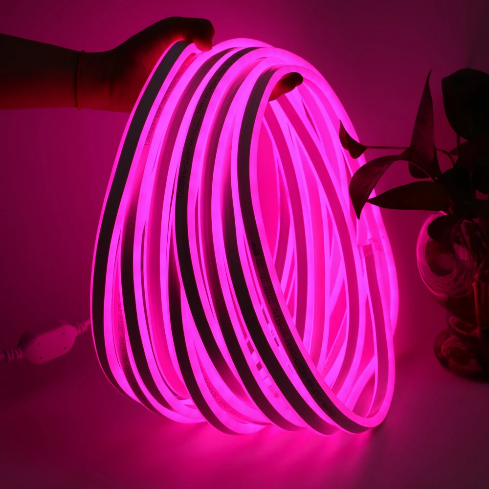 Неоновый гибкий светодиодный светильник AC220V SMD2835 водонепроницаемый гибкий светильник ing power Plug уличные праздничные украшения полосы неоновый светильник s - Испускаемый цвет: Purple Pink