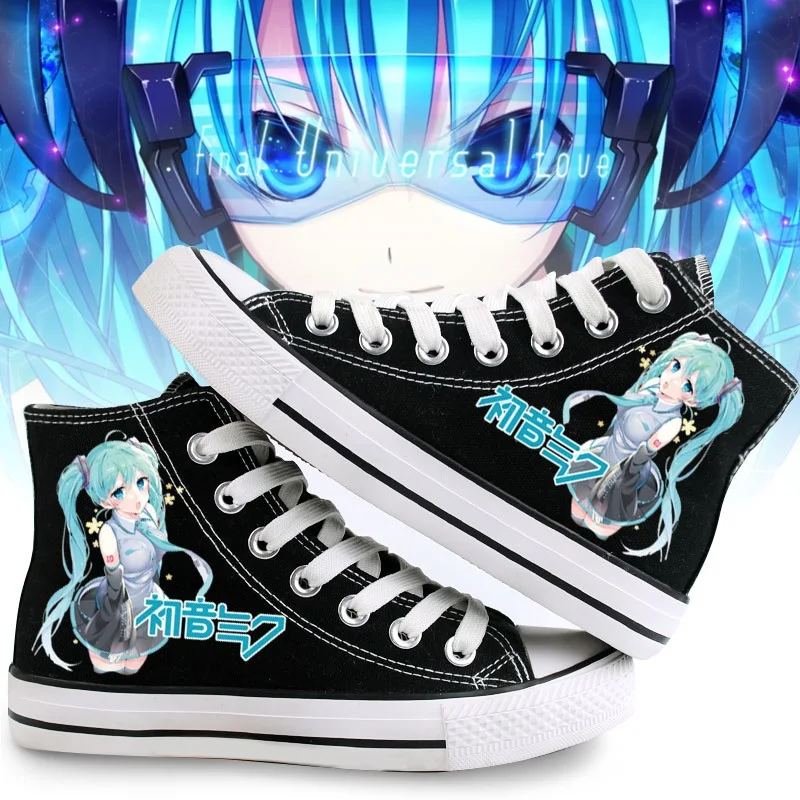 

High-Q Unisex Anime Cos Hatsune Miku Casual Student plimsolls canvas shoes rope soled shoes