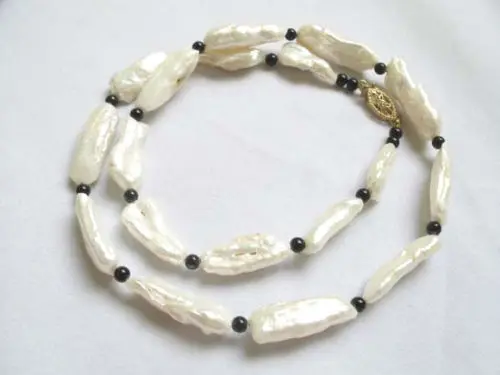 

Miss charm Jew.635 necklace white pearl 6*16mm stick beads onyx mixed