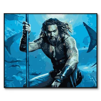 

Aquaman Picture Oil Painting By Numbers kits for Adults Wall Art DIY Digital Canvas Paint Home Decor Living Room