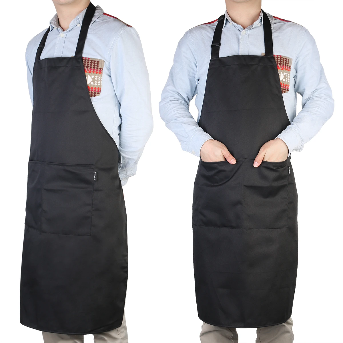 

Black Adjustable Bib Chef Apron with Pockets for Cooking Baking Barbecuing Kitchen Supplies Accessories Wholesale Free Shipping