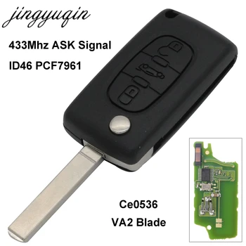 Keyforkess VA2 Cut/Uncut Blade Car Remote Key per CITROEN C2 C3 C4 C5 Berlingo Picasso 3 pulsanti Flip Fob Control CE0536 ASK