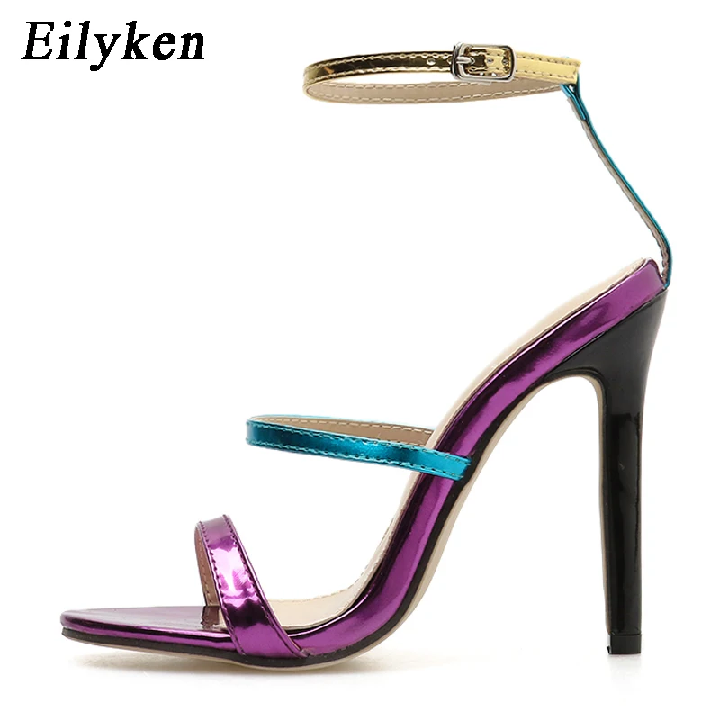 Eilyken/модные летние женские босоножки на тонком высоком каблуке; босоножки на шпильке с открытым носком и ремешком с пряжкой; вечерние женские туфли