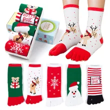 Рождественские носки унисекс с разноцветными носками носок с пятью пальцами хлопчатобумажные забавные носки рождественские носки для Санты милые модные носки