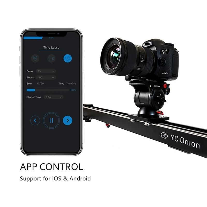 YC лук алюминиевая механизированная камера слайдер приложение Bluetooth управление Стабильная гладкая камера слайдер с мотором для фотографии SLR DSLR