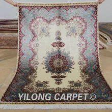 Yilong 4'x6' традиционный Тебриз ковер бежевый vantage Античная шелковые ковры(0695