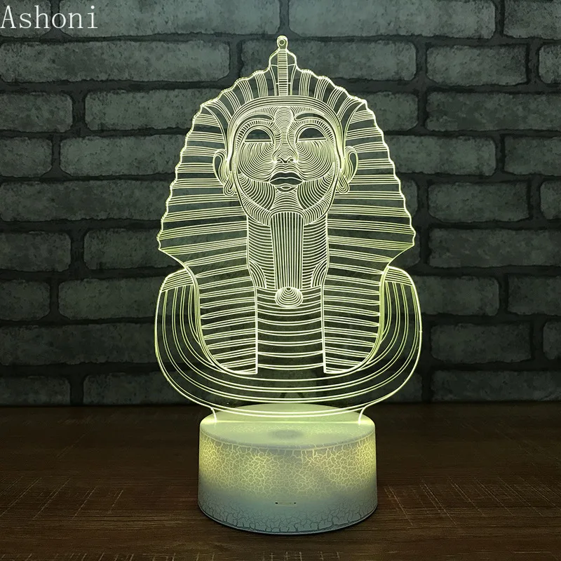 

Egypt Pharaoh Shape 3D Acrylic LED Night Light Touch 7 Color Changing Desk Table Lamp Party Decorative Light Christmas Gift