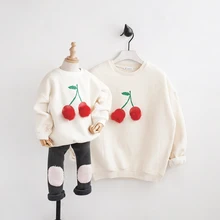 Family matching clothes family look winter hoodies cherry sweater cute mother and daughter clothes son family matching outfits
