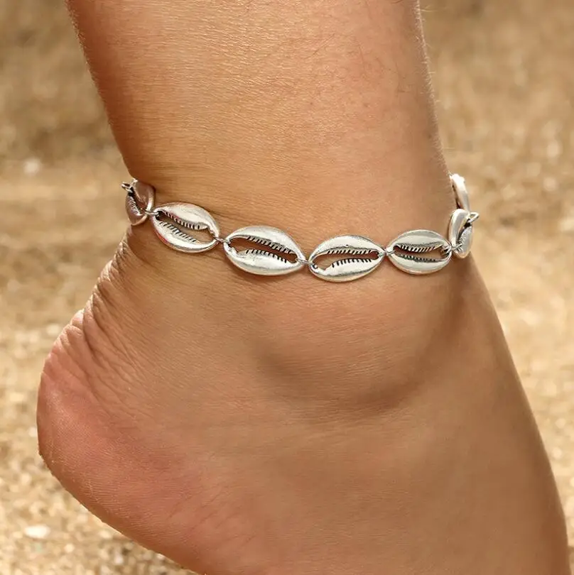 New Fashion SeaShell Anklet for Women Girl Metal Beach Shell Charm Anklets Bracelet Boho Foot Jewelry Pulseras
