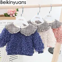 Коллекция года, одежда для маленьких девочек толстовки с капюшоном для девочек Новинка, свитер для девочек Свободная шерстяная флисовая шерстяная куртка с добавлением шерсти зимняя теплая одежда для девочек