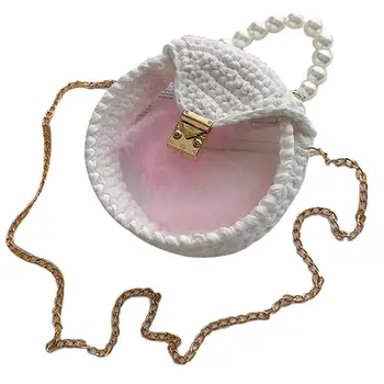 

Fashion Casual Wild Small Round Bag Handmade DIY Woven Transparent Handbag Small Beach HandBags Handmade DIY Craft Kit
