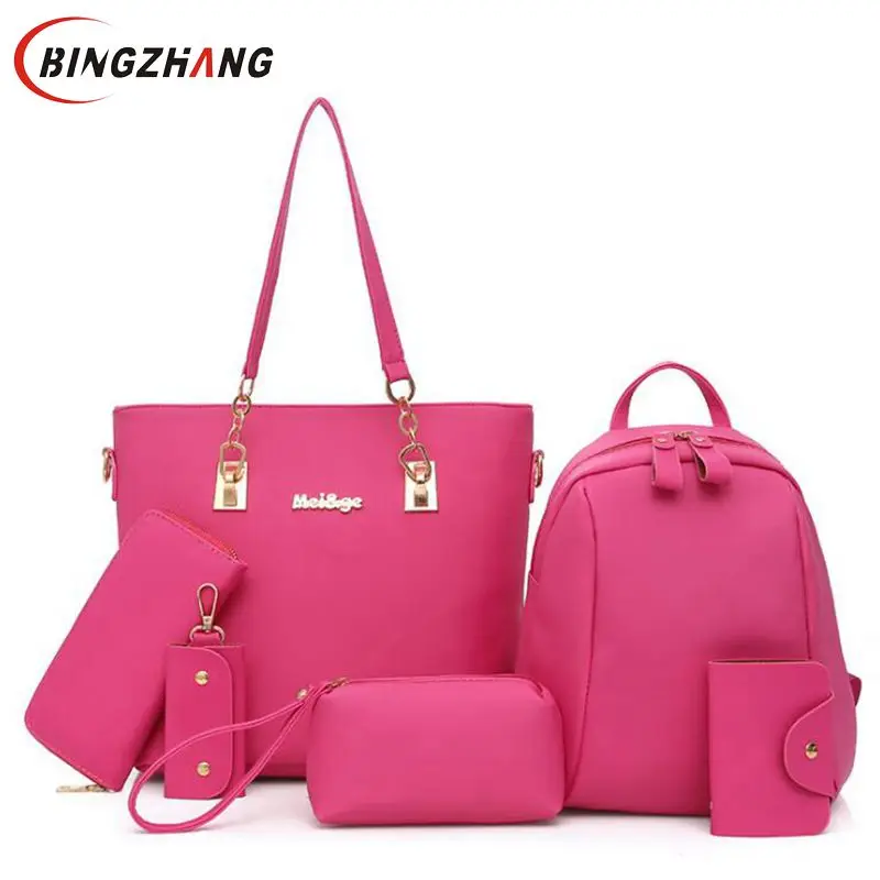

Fashion women composite handbag six pieces nylon bag set female big bags 6 pcs women handbags of famous brands 2019 New L8-297
